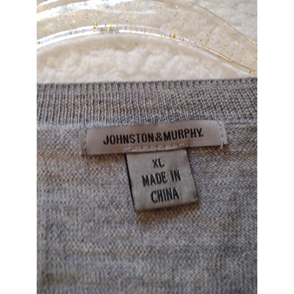 Johnston & Murphy Sweater Mens‎ XL V Neck  Grey Black Ombre 100% Merino Wool - Picture 4 of 7